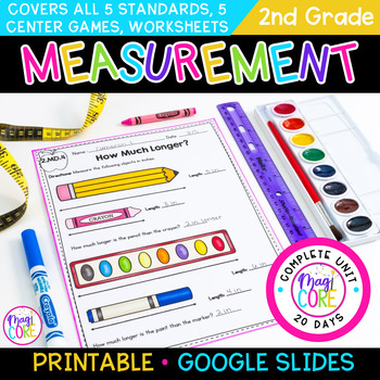 Preview of Measurement - 2nd Grade Math Lessons, Activities & Worksheets - Print & Digital