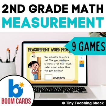 Preview of 2nd Grade Math Measurement Boom Cards Bundle /Math Center, Independent Work