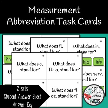Preview of Measurement Abbreviation Task Cards