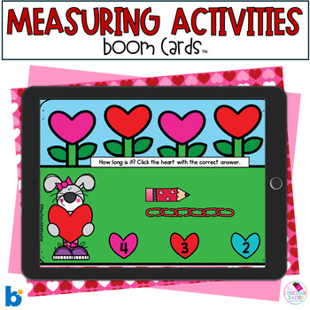 Preview of Measurement - Measuring Length - Valentine Math - Boom Cards™