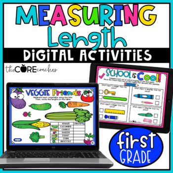 Preview of Measurement Activities - Length Digital Math Practice - 1st Grade 