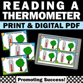Preview of Reading a Thermometer Measuring Temperature Measurement and Data Task Cards