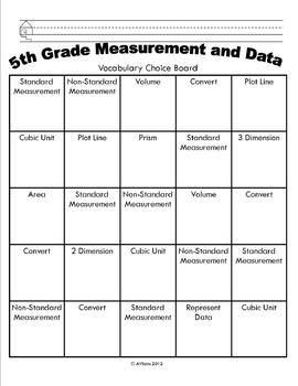 Preview of Measurement And Data Choice Board BINGO Board