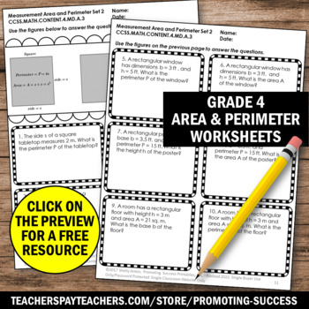 4th grade math perimeter and area worksheets