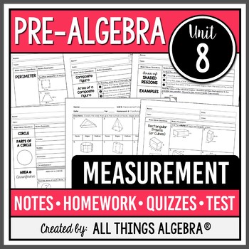 Preview of Measurement: Area and Volume (Pre-Algebra - Unit 8) | All Things Algebra®
