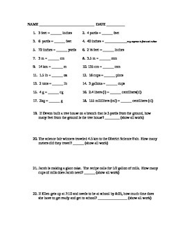 Preview of Measurement Assessments or Practice