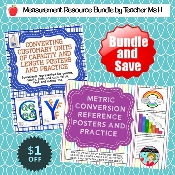 Preview of Measurement BUNDLE Converting Customary and Metric Posters and Practice