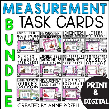 Preview of Measurement Customary and Metric Task Cards Bundle