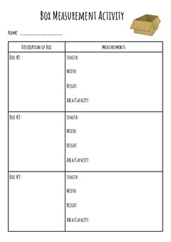 Preview of Measurement Box Activity Worksheet