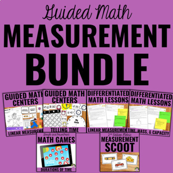 Preview of Measurement Lessons & Centers Bundle - Linear Measurement, Time, Mass, Capacity