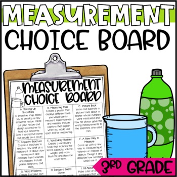 Preview of Measurement & Capacity Enrichment Activities for 3rd Grade - Choice Board