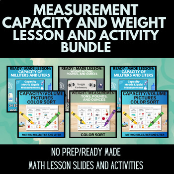 Preview of Measurement Capacity and Weight Lessons and Worksheets Math Bundle