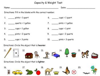 Preview of Measurement: Capacity and Weight Test