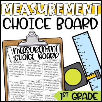 Preview of Measurement Choice Board and Activities for 1st Grade