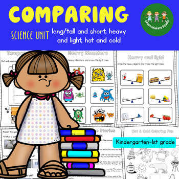 Preview of Measurement Comparing  Long/Tall Short Heavy Light Hot Cold  Worksheets
