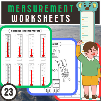 Preview of Measurement: Comprehensive Worksheets for Linear, Liquid, Mass, and Temperature