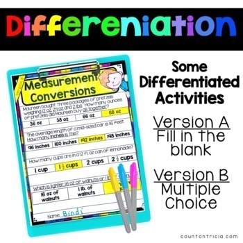 Measurement Conversion Worksheet by Count on Tricia | TpT