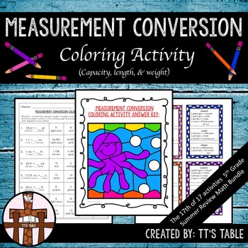Preview of Measurement Conversion Coloring Activity (Capacity, Length & Weight)