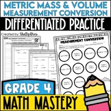 Measurement Conversion Worksheets Metric Mass & Volume