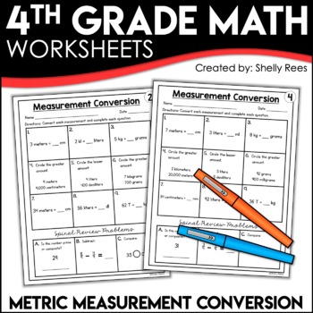 measurement conversion metric worksheets by shelly rees tpt