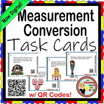 Preview of Measurement Conversion Task Cards NOW Digital!