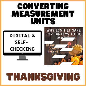 Preview of Measurement Conversion | Thanksgiving | Math Mystery Picture Digital Activity