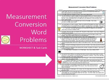 Preview of Measurement Conversion Word Problems & Task Cards - Fun!