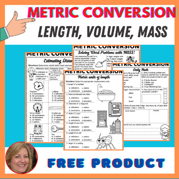 Preview of Measurement Conversion Worksheet, Converting Metric Unit (Length, Volume, Mass)