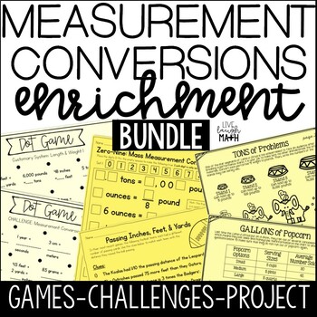 Preview of Measurement Conversions Enrichment Activities - Challenges, Project & Centers