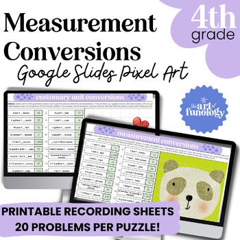 Preview of Measurement Conversions Google Sheets Pixel Art | 4.MD.1