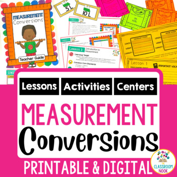 Preview of Measurement Conversions: Metric & Customary, Conversion Tables, Word Problems