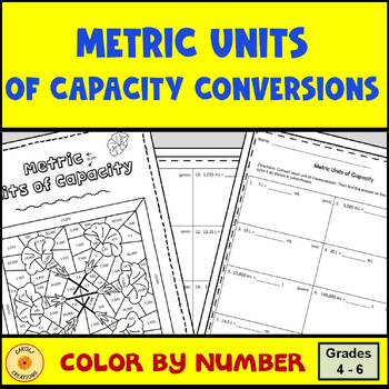 Preview of Measurement Conversions Metric Units of Capacity Color by Number with Easel