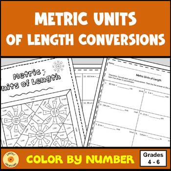 Preview of Measurement Conversions Metric Units of Length Color By Number with Easel Assmt