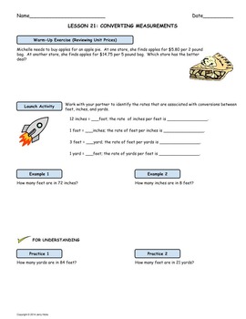 Preview of Measurement Conversions Using Rates; Worksheet and Homework