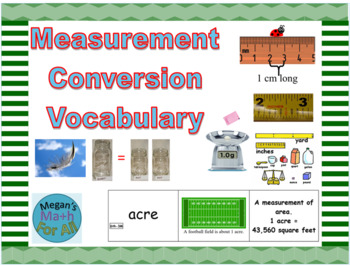 Preview of Measurement Conversions Vocabulary - Freebie