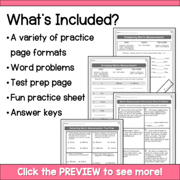 Measurement Conversions Worksheets - Metric by Hello Learning | TpT