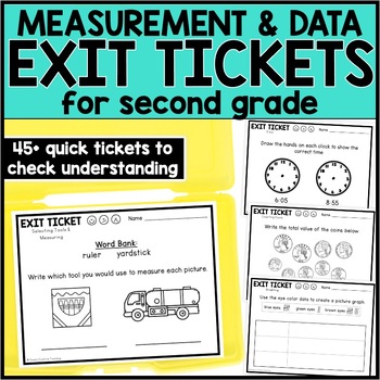 Preview of 2nd Grade Measurement & Data Exit Tickets - Math Exit Slips