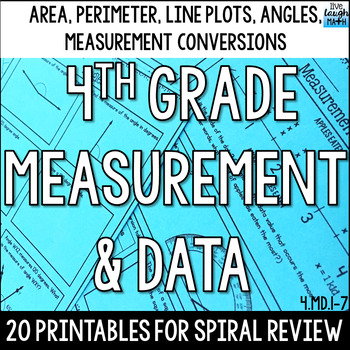 Preview of Measurement & Data Practice - Line Plots, Area, Perimeter, Conversions, & Angles