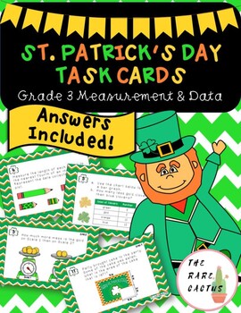 Preview of Third Grade Measurement & Data Task Cards - St. Patrick's Day