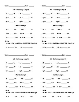 mass length capacity quiz measurement conversions quick