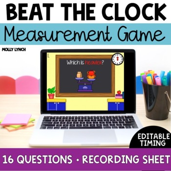 Preview of Measurement Game for PowerPoint Beat the Clock Digital Game for 1st Grade
