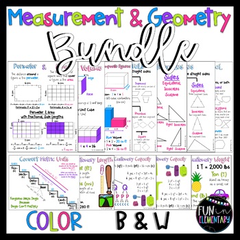 Preview of Measurement & Geometry Reference Sheets Bundle *PP & Google