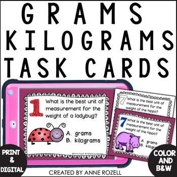 Preview of Grams and Kilograms Task Cards | Metric Mass