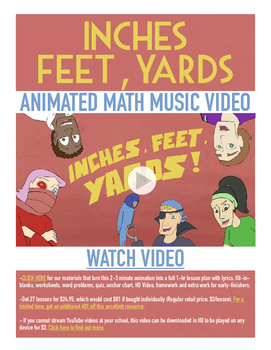 Preview of Inches Feet Yards | FREE Math Poster, Worksheet, & Fun Video | 4th-5th Grade