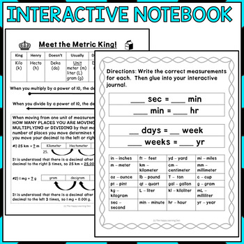 Measurement Interactive Notebook and Lesson Plans by The Happy Learning Den