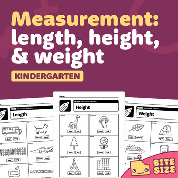 Preview of Measurement: Length, Height, & Weight Worksheets | Kindergarten Math – K.MD.A.1