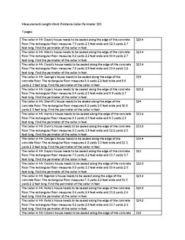 Preview of Measurement-Length-Word Problems-Cellar Perimeter 100