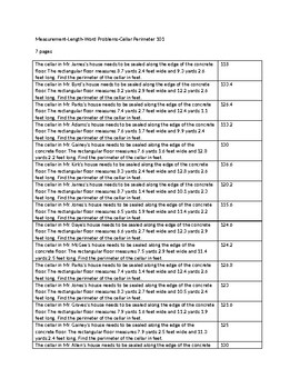 Preview of Measurement-Length-Word Problems-Cellar Perimeter 101