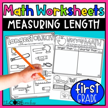 Preview of Measurement Length Worksheets - Nonstandard units - 1st Grade Math Practice
