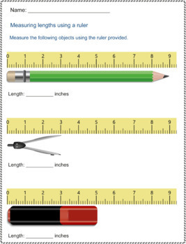 Measurement Length Worksheets 1st Grade - inches | TPT